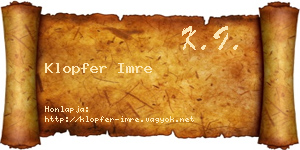 Klopfer Imre névjegykártya
